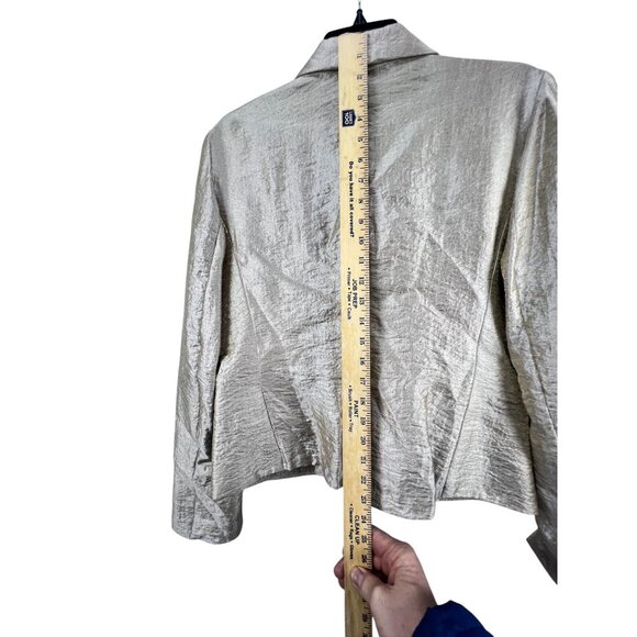 A Woman Metallic Gold Blazer Jacket Women's Size M Evening Party  Dressy - Picture 7 of 16